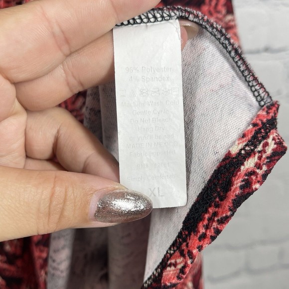 LuLaRoe Dress Dress XL Fit Flare Artsy Munroe Pink Red Skater Stretch - Picture 7 of 13